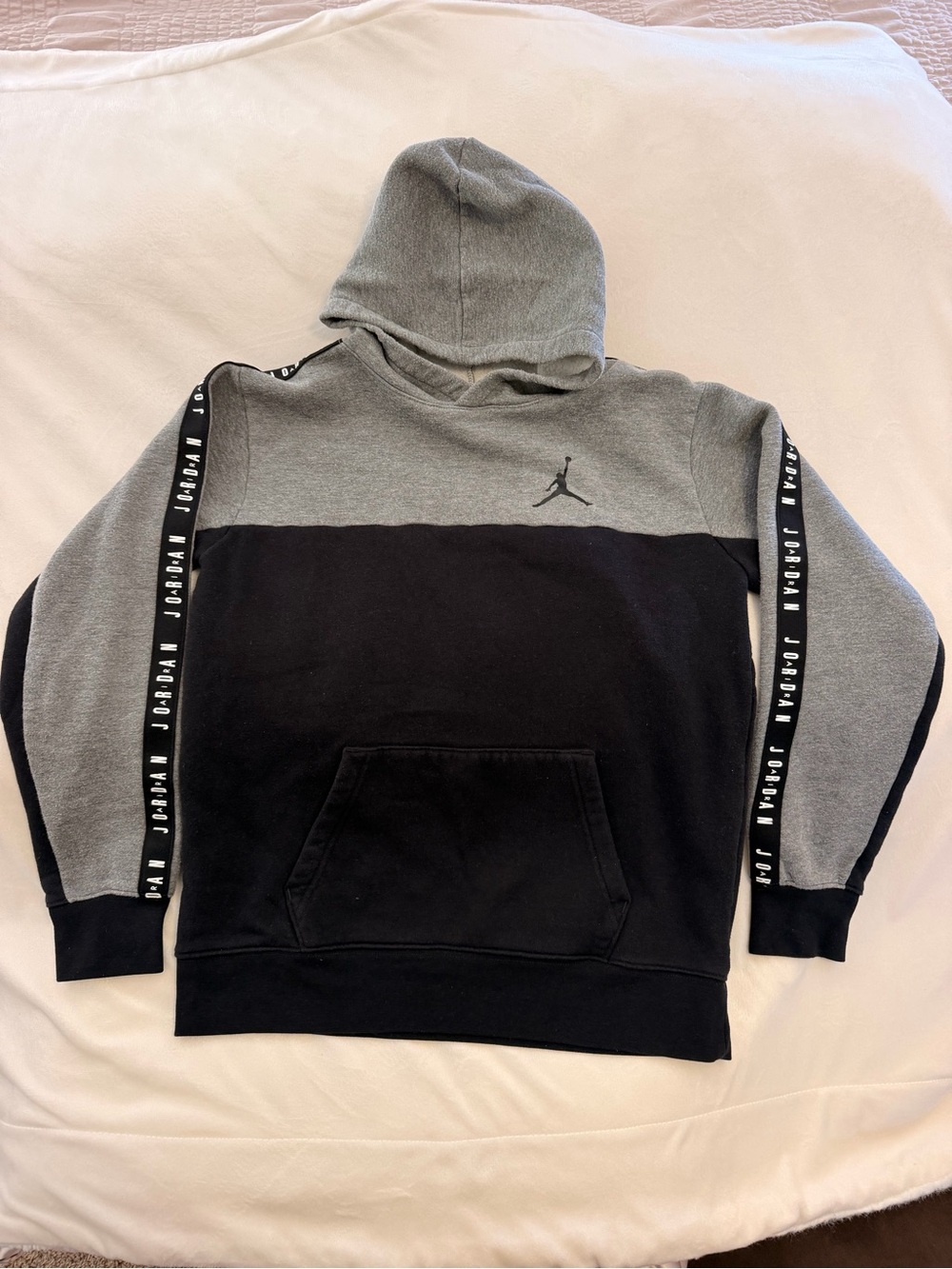 Jordan Gray and Black Colorblock Pullover Hoodie
